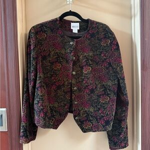 Leslie Fay Women's Floral Blazer - Black and Red